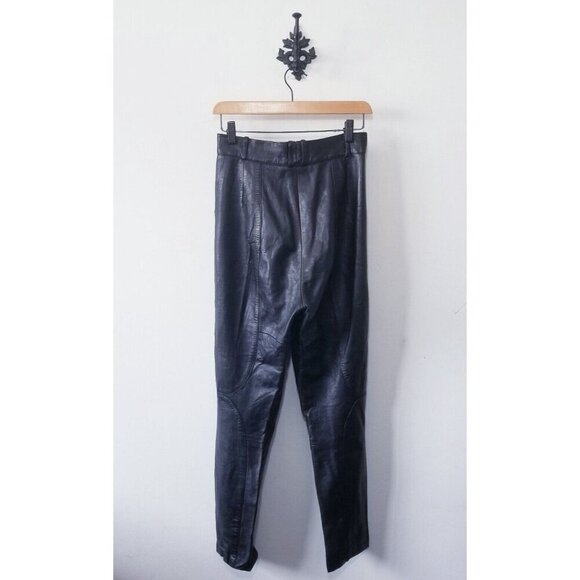 Vintage Diane Freis Leather High Waisted Pants Size M Black - Picture 2 of 6